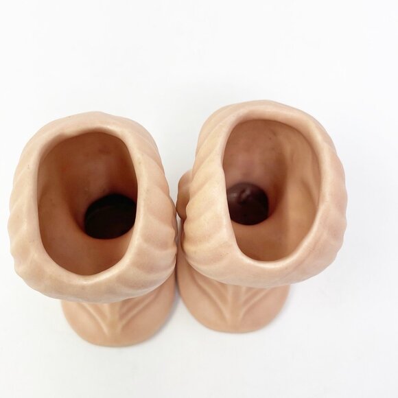 VTG Pair Of Haeger USA 4” Mini Ceramic Seashell Vases Mid-Century Modern Pottery - Picture 6 of 10